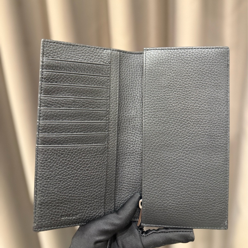 Bally Ribbon紅白條紋牛皮對開長夾（黑色）-2