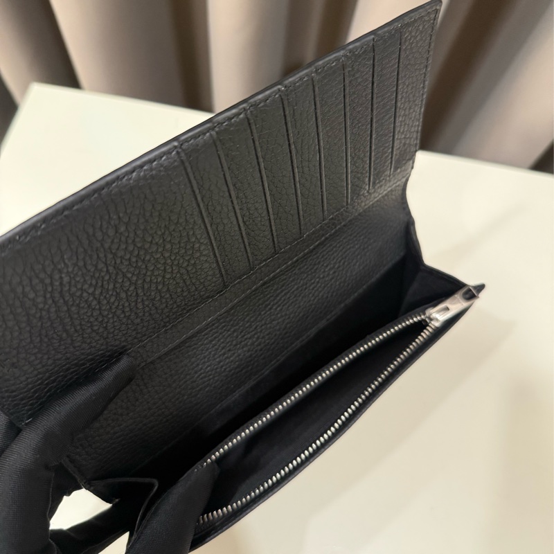 Bally Ribbon紅白條紋牛皮對開長夾（黑色）-3