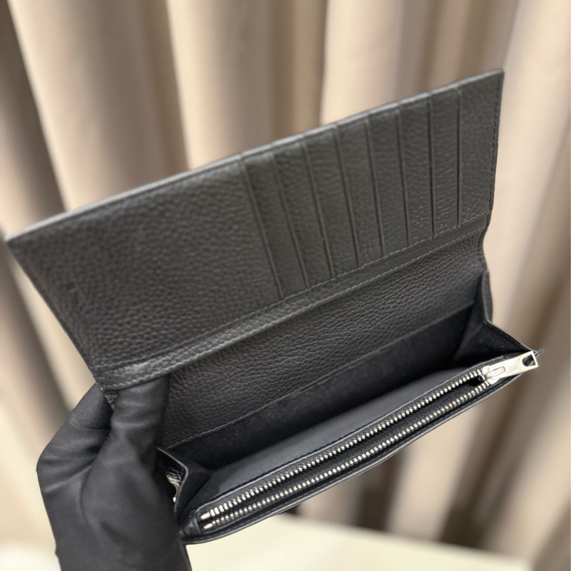 Bally Ribbon紅白條紋牛皮對開長夾（黑色）-4