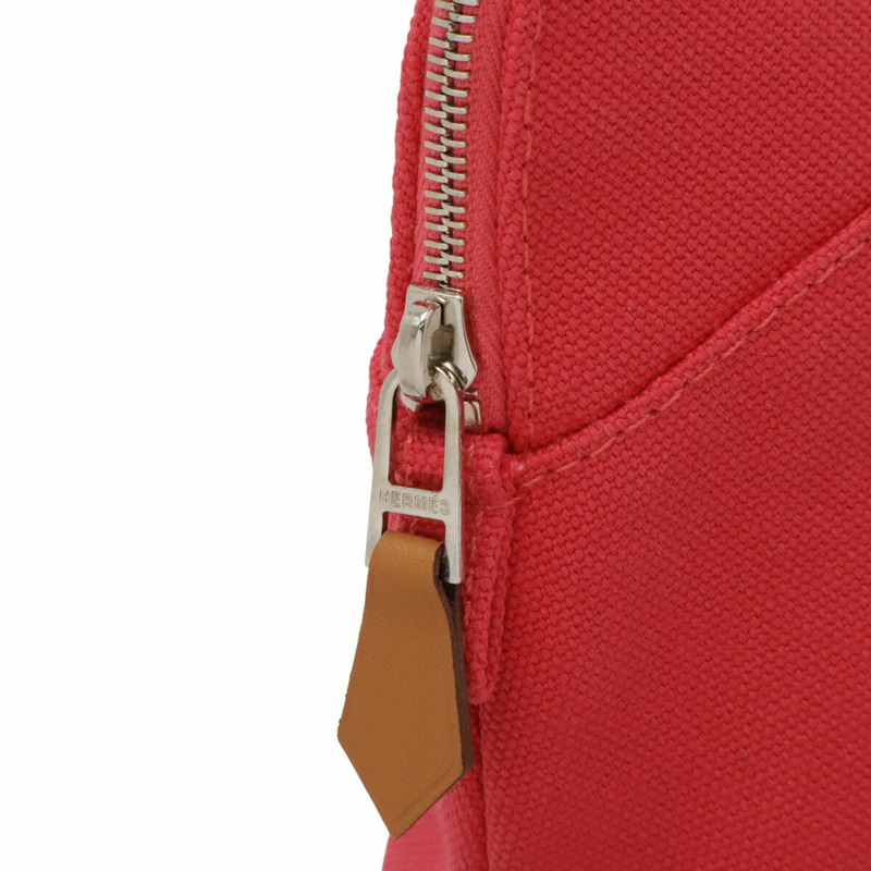 愛馬仕 Bolide Pouch 20 手提包 多功能帆布皮革 玫紅色-4