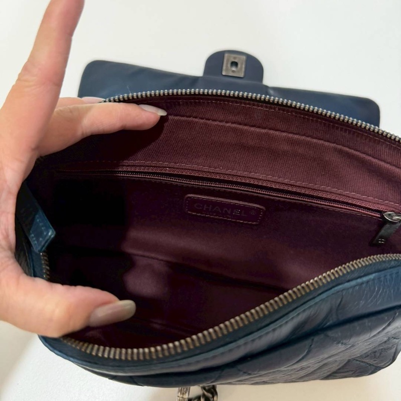 Chanel 香奈兒 孟買 CF 海軍藍 油蠟牛皮 Easy Coco 肩背包 斜背包 手提包 側背包-6