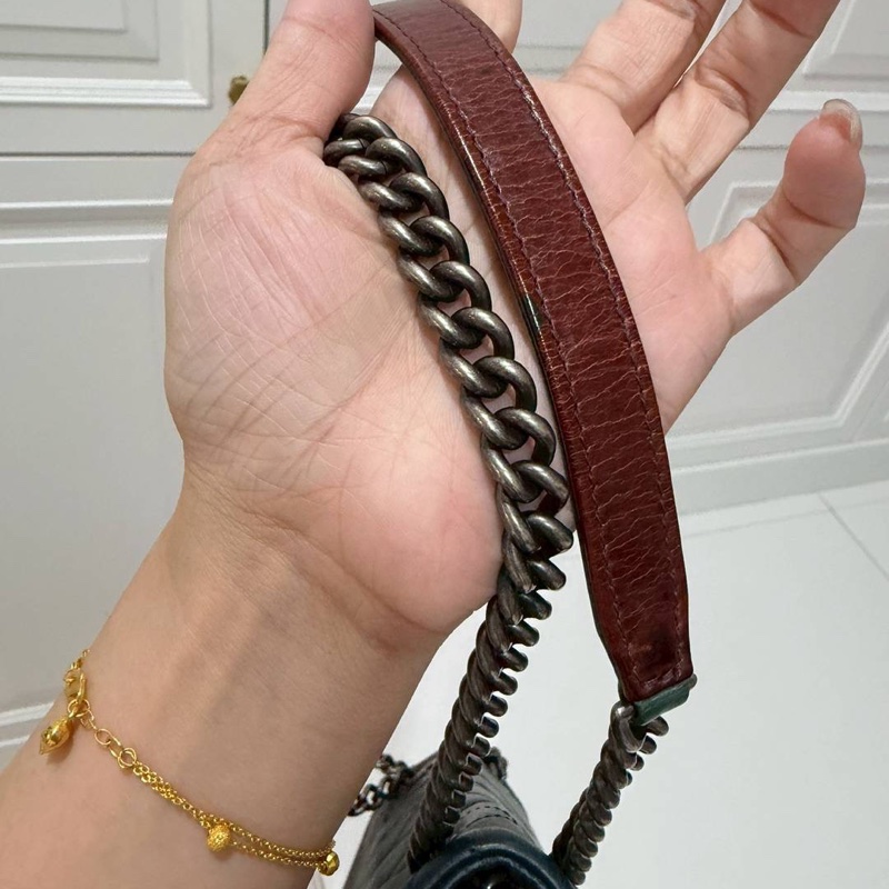 Chanel 香奈兒 孟買 CF 海軍藍 油蠟牛皮 Easy Coco 肩背包 斜背包 手提包 側背包-7