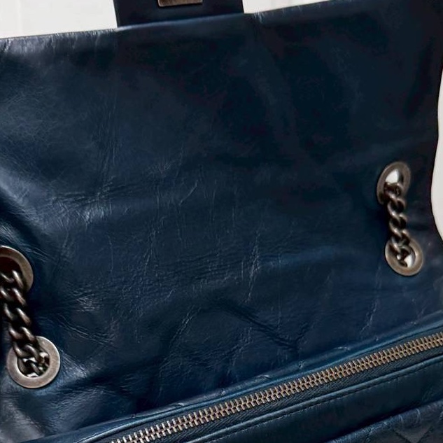 Chanel 香奈兒 孟買 CF 海軍藍 油蠟牛皮 Easy Coco 肩背包 斜背包 手提包 側背包-11