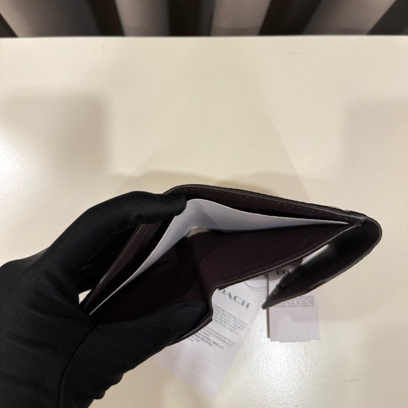 Coach撞色皮革翻蓋短夾（米白）-5