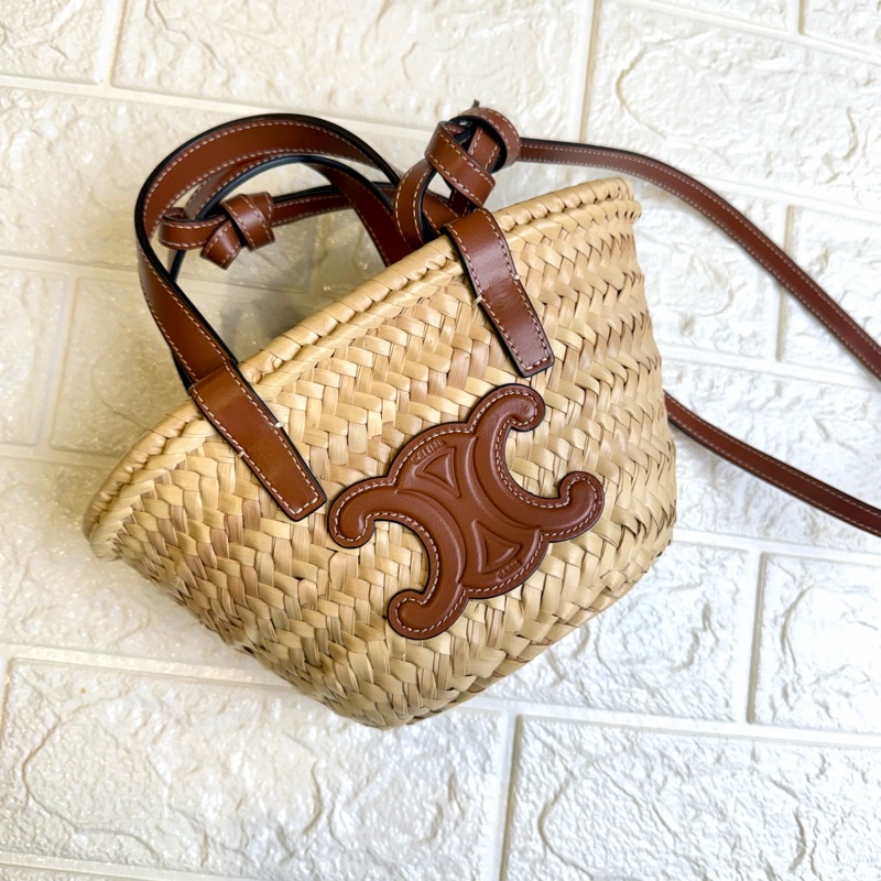 凱旋門草編包Celine Nano Triomphe Basket Bag (Classic Panier) 金棕色-0