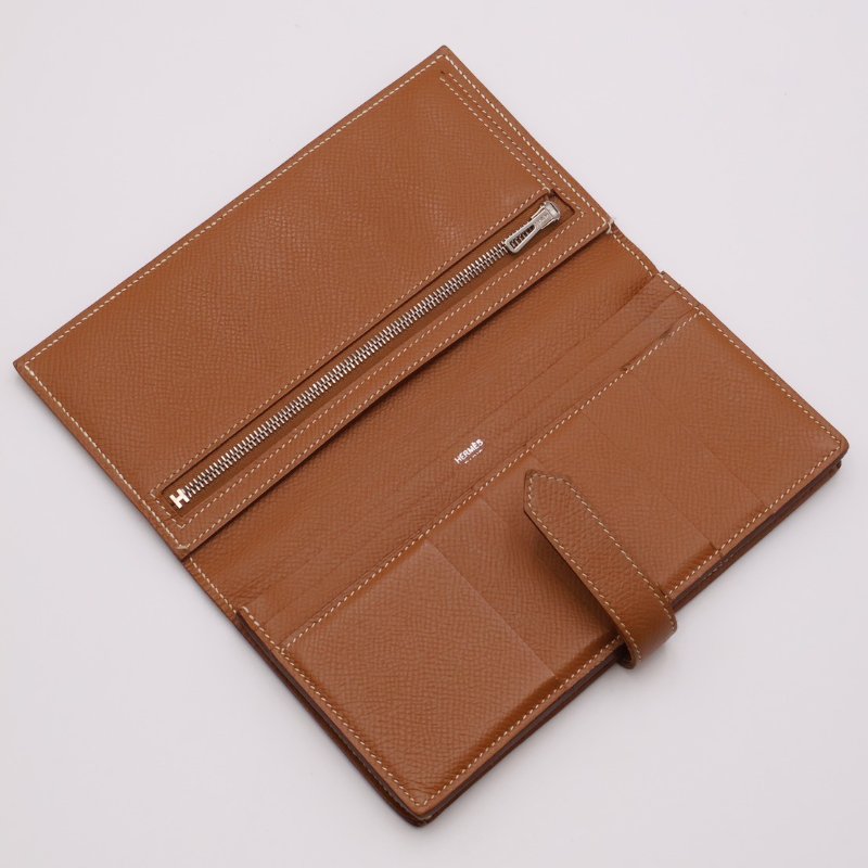 HERMES Bearn雙折長夾 - 金棕銀 D-2