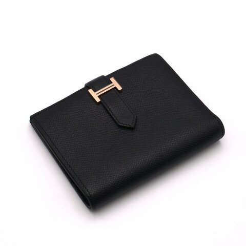 HERMES Bearn雙折短夾 - 黑玫瑰金 D