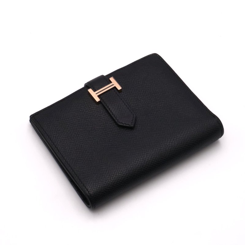 HERMES Bearn雙折短夾 - 黑玫瑰金 D-0