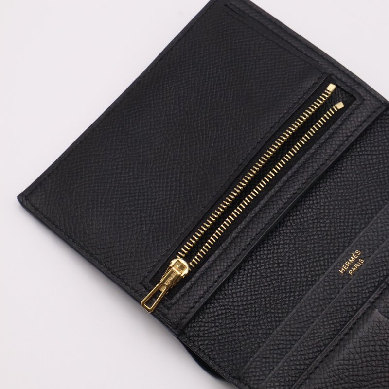 HERMES Bearn雙折短夾 - 黑玫瑰金 D-5