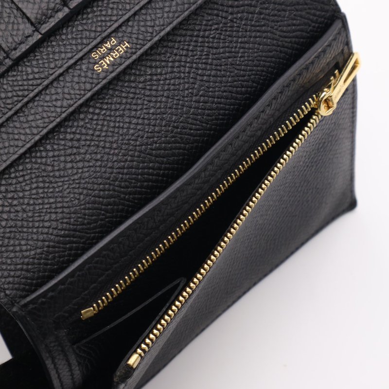 HERMES Bearn雙折短夾 - 黑玫瑰金 D-6