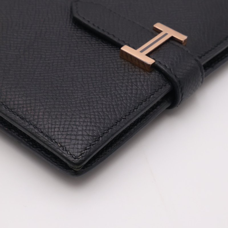 HERMES Bearn雙折短夾 - 黑玫瑰金 D-15