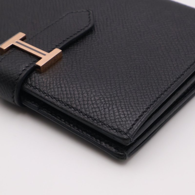 HERMES Bearn雙折短夾 - 黑玫瑰金 D-16