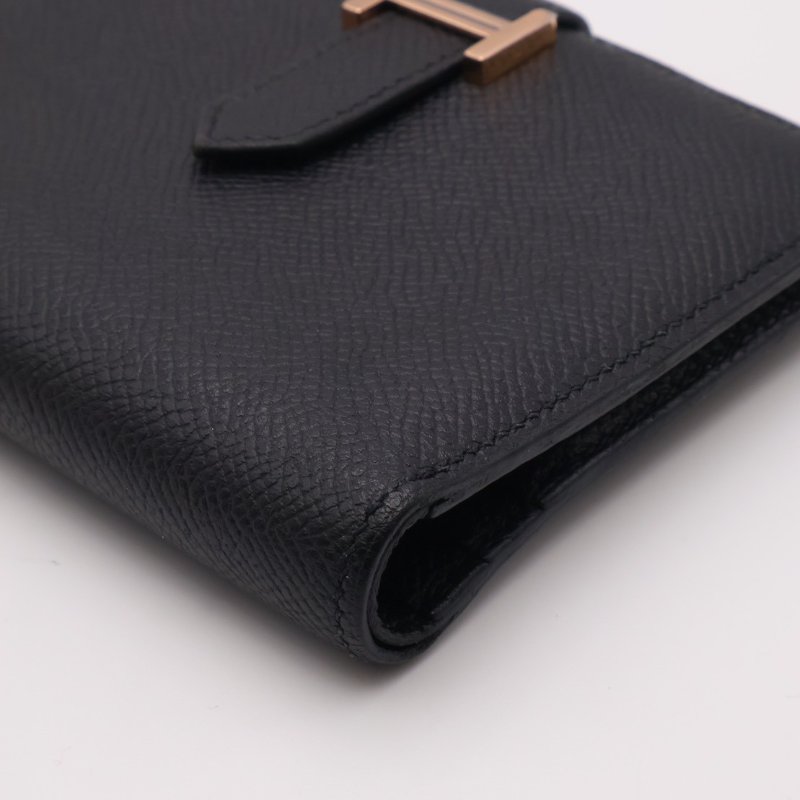 HERMES Bearn雙折短夾 - 黑玫瑰金 D-17