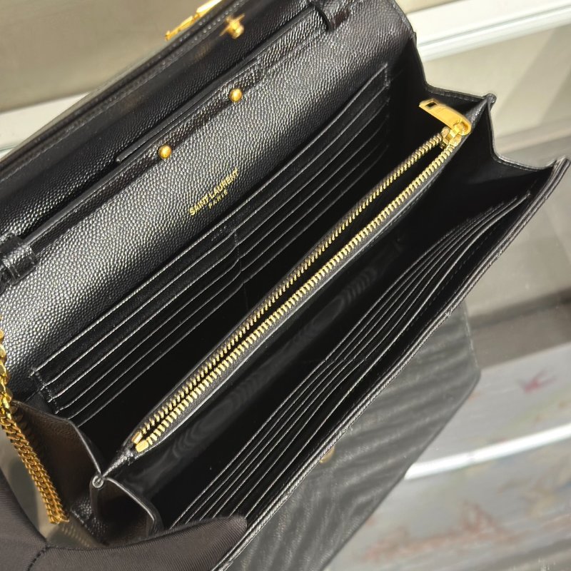YSL 經典V紋粒面牛皮WOC - 22 黑金-6