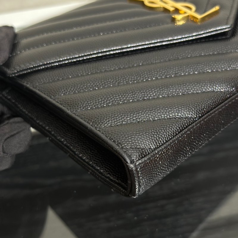 YSL 經典V紋粒面牛皮WOC - 22 黑金-9