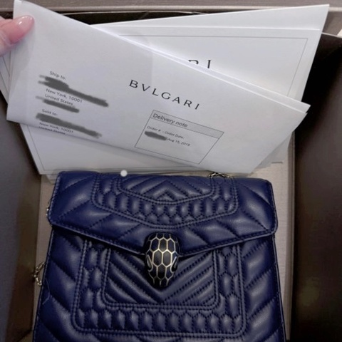 Bulgari Serpenti Forever 寶格麗皮革鏈帶包 海軍藍