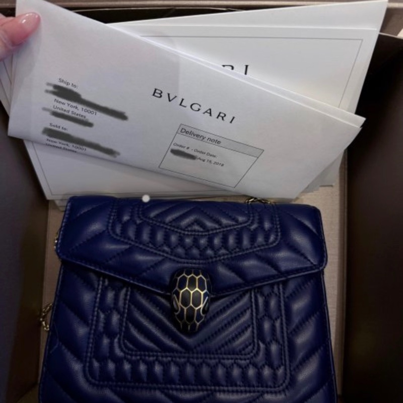 Bulgari Serpenti Forever 寶格麗皮革鏈帶包 海軍藍-10