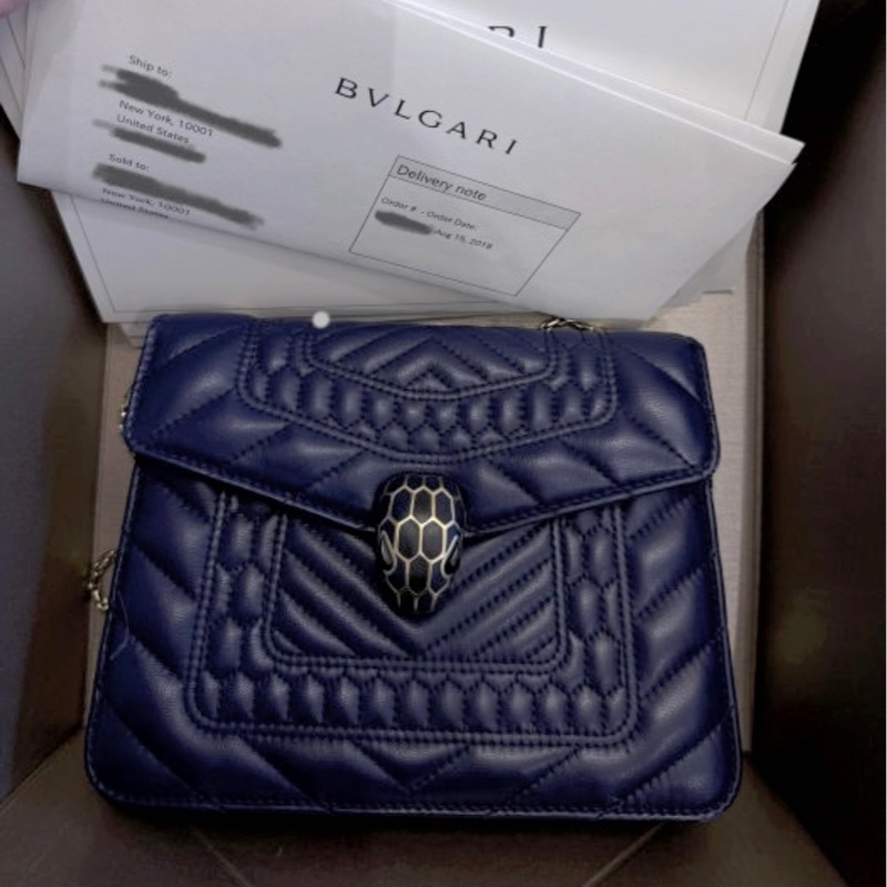 Bulgari Serpenti Forever 寶格麗皮革鏈帶包 海軍藍-0