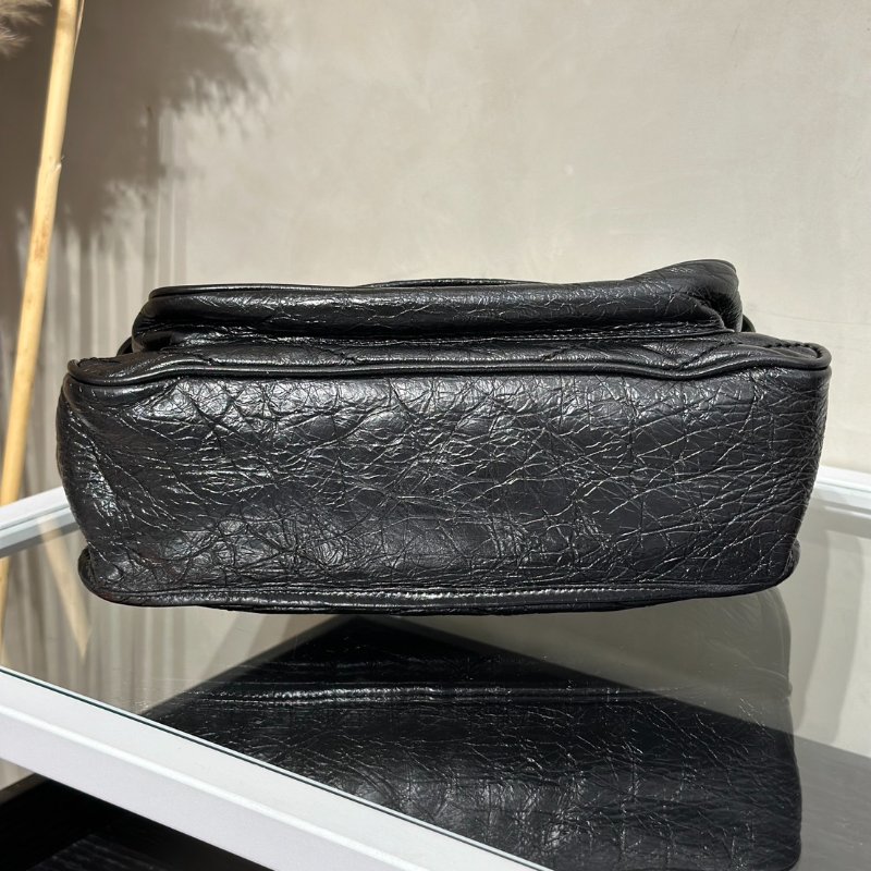 YSL Niki 小牛皮手袋 - 中號黑字銀鍊-5