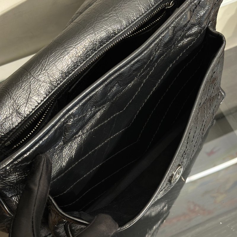 YSL Niki 小牛皮手袋 - 中號黑字銀鍊-7