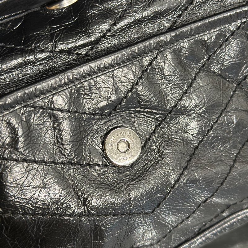 YSL Niki 小牛皮手袋 - 中號黑字銀鍊-9