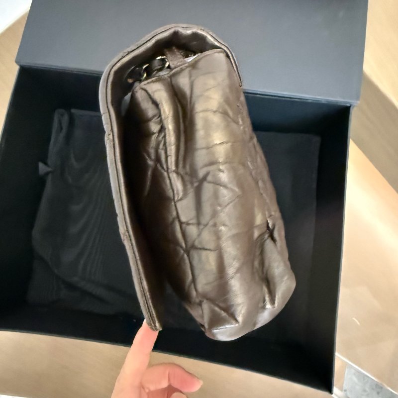 香奈兒/Chanel 油蠟皮耐磨 口蓋鏈條包-3