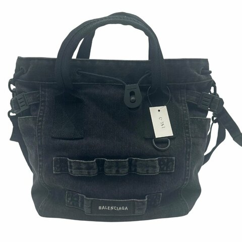 【美收精品】BALENCIAGA  帆布拼織帶手提/斜背 C-351【隔月月中將轉賣至日本 上架期限30天】