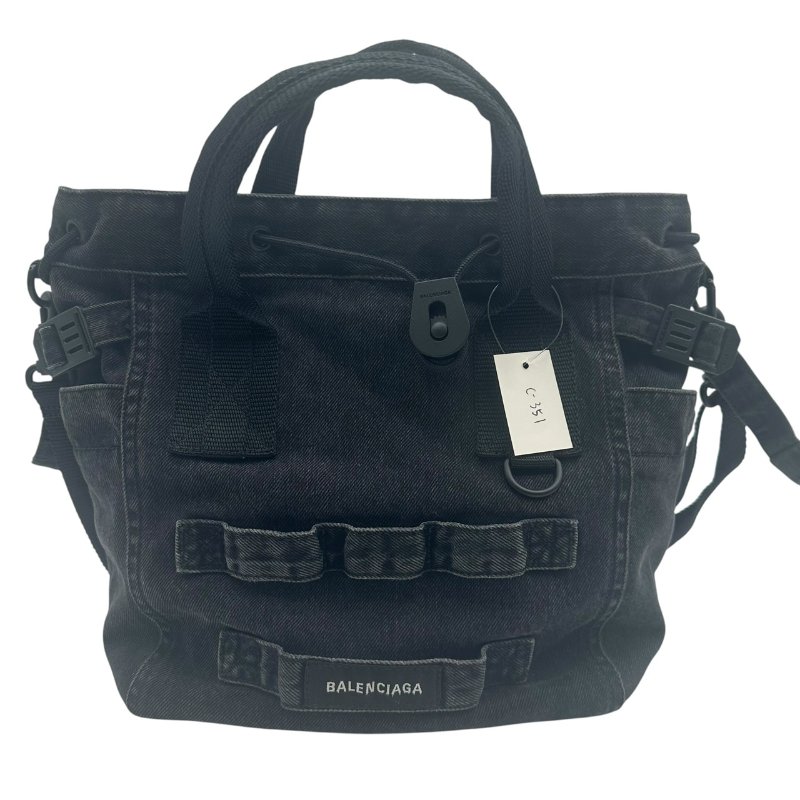 【美收精品】BALENCIAGA  帆布拼織帶手提/斜背 C-351【隔月月中將轉賣至日本 上架期限30天】-0