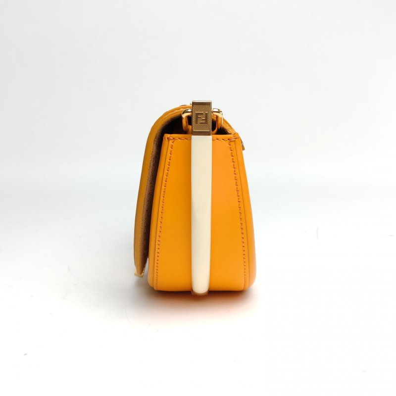 FENDI 橘色金扣Moonlight金標logo半月馬鞍包肩背包-1