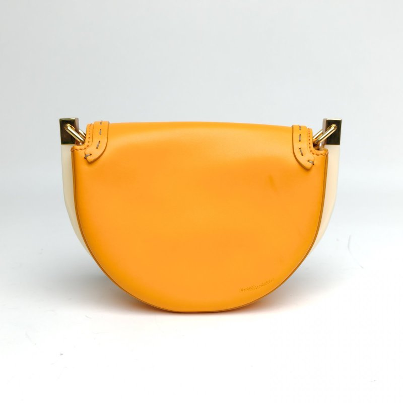 FENDI 橘色金扣Moonlight金標logo半月馬鞍包肩背包-2