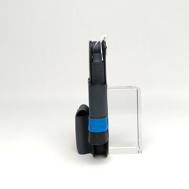 HERMES 黑色坦桑尼亞藍朦朧灰W刻銀扣Way手機包肩背包-1