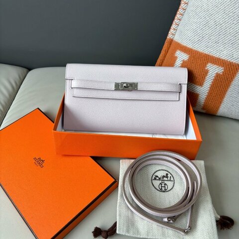 近新品 愛馬仕Hermes Kelly to go Evercolor皮 夢幻紫銀扣