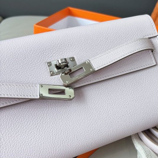 近新品 愛馬仕Hermes Kelly to go Evercolor皮 夢幻紫銀扣-4