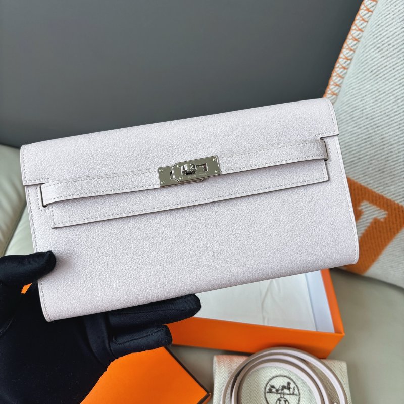 近新品 愛馬仕Hermes Kelly to go Evercolor皮 夢幻紫銀扣-5