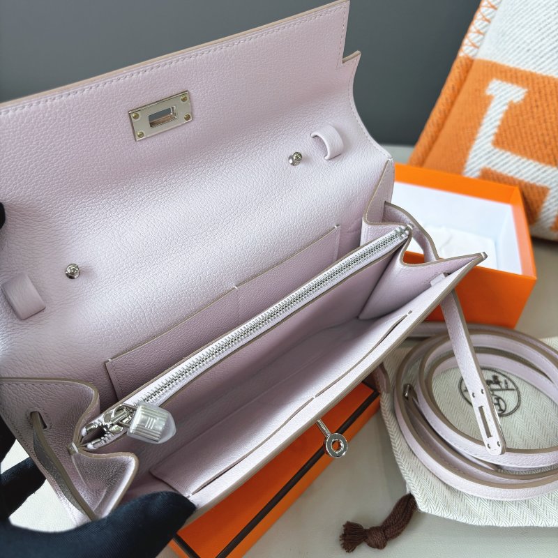 近新品 愛馬仕Hermes Kelly to go Evercolor皮 夢幻紫銀扣-8