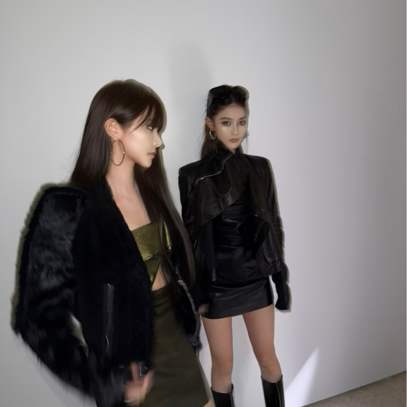 Rick owens Naska 女款立領燕尾羊皮皮衣-7