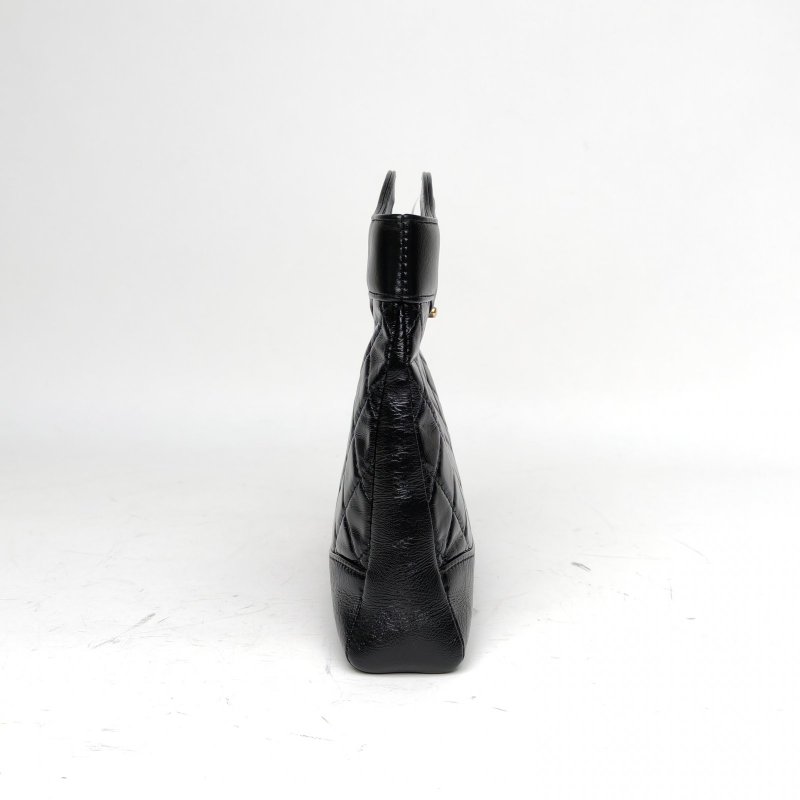 CHANEL 31Bag24B黑色羊皮晶片金扣肩背包-3