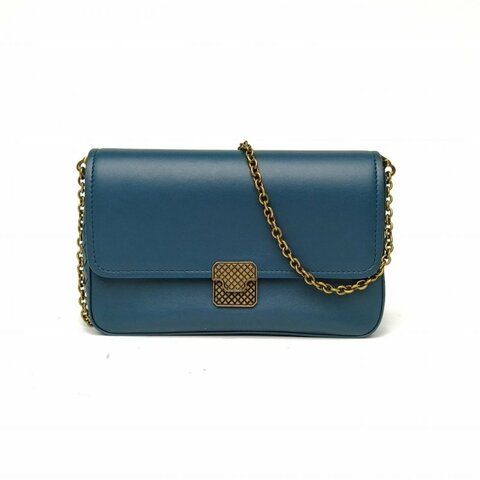 BOTTEGA VENETA 湖藍羊皮斜挎包肩背包
