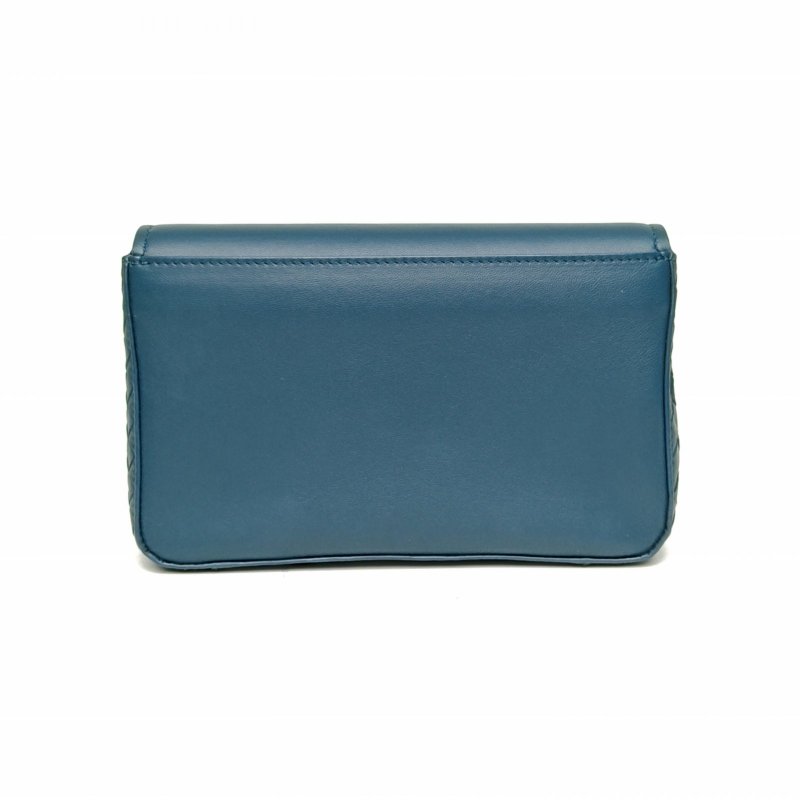 BOTTEGA VENETA 湖藍羊皮斜挎包肩背包-2