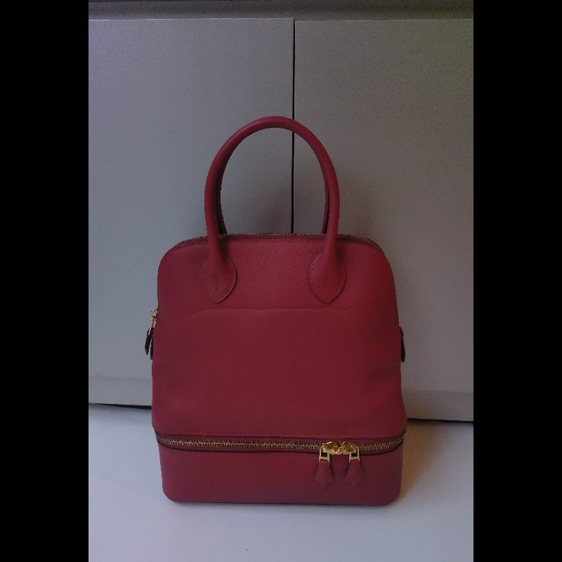 Hermes 金釦石榴紅皮雙層柏麗包 bolide secret-2