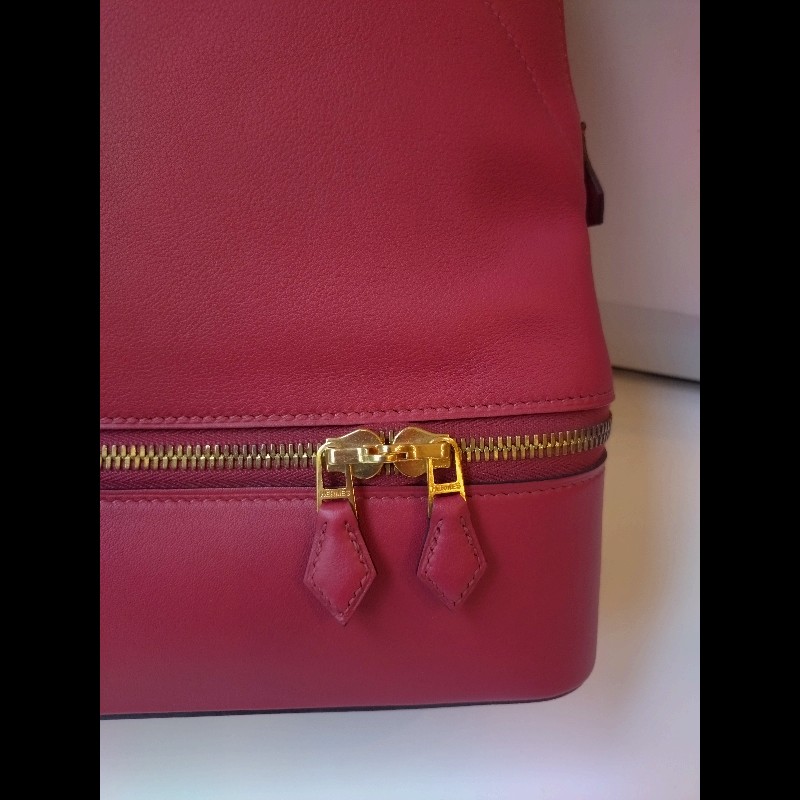 Hermes 金釦石榴紅皮雙層柏麗包 bolide secret-6