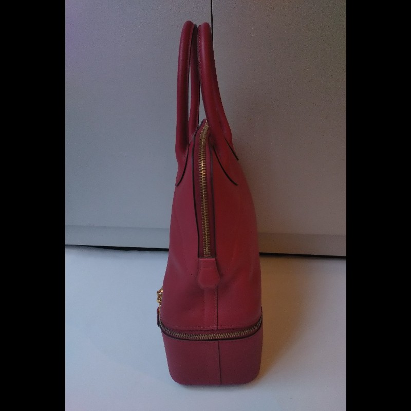 Hermes 金釦石榴紅皮雙層柏麗包 bolide secret-11