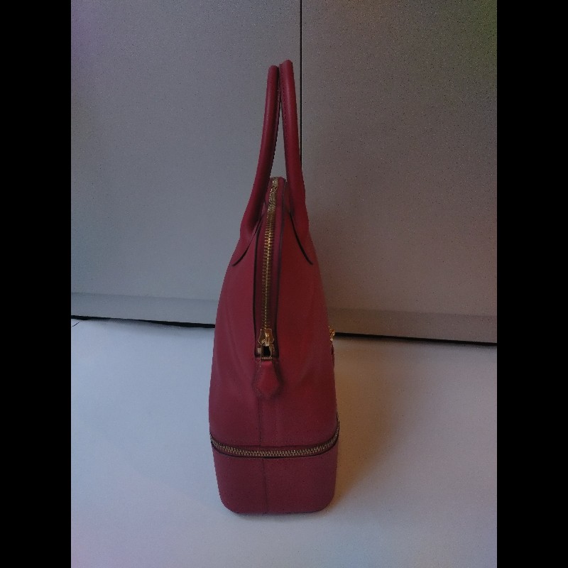 Hermes 金釦石榴紅皮雙層柏麗包 bolide secret-12