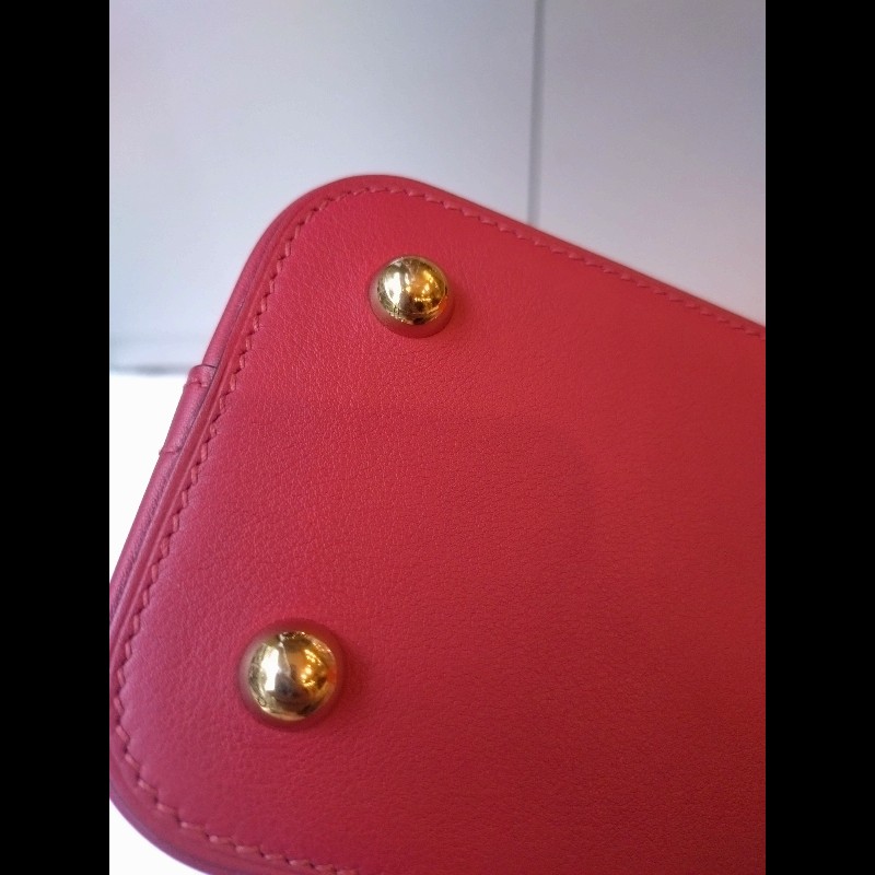 Hermes 金釦石榴紅皮雙層柏麗包 bolide secret-19