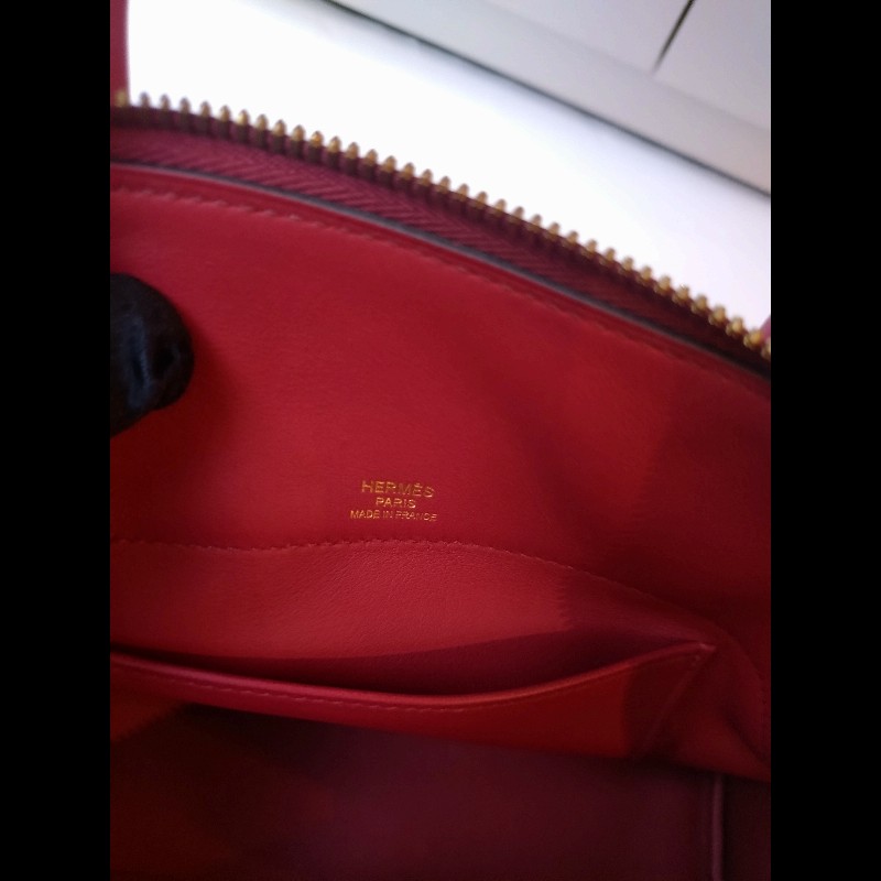 Hermes 金釦石榴紅皮雙層柏麗包 bolide secret-23