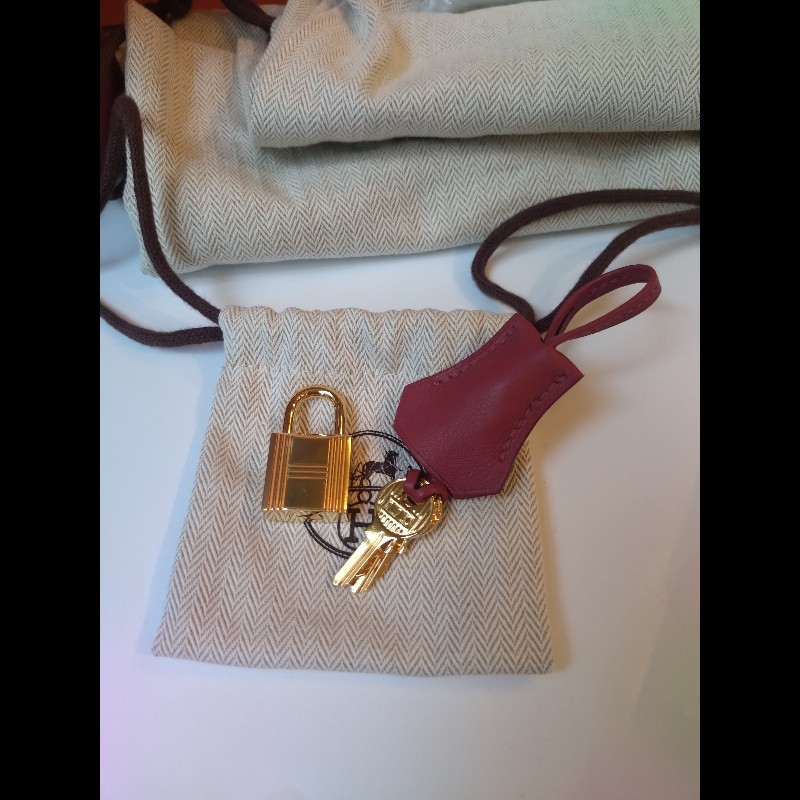 Hermes 金釦石榴紅皮雙層柏麗包 bolide secret-25