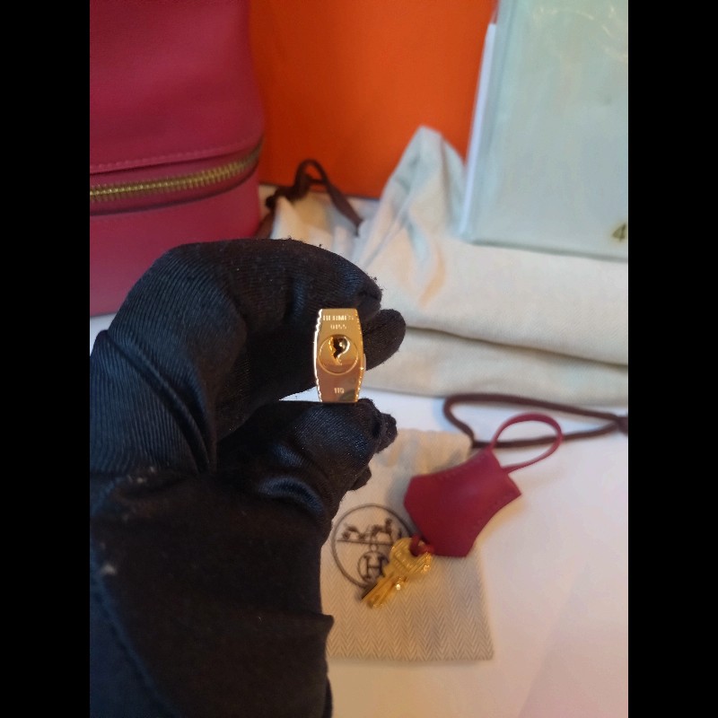 Hermes 金釦石榴紅皮雙層柏麗包 bolide secret-26