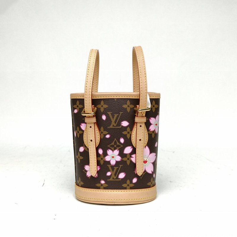 LOUIS VUITTON LVx村上隆聯名款櫻花系列水桶包PVC晶片肩背包-2