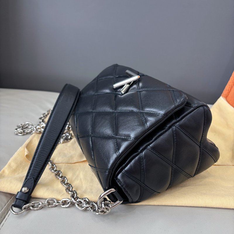 路易威登/Louis Vuitton 菱格紋黑色全皮GO-14鏈條包-3