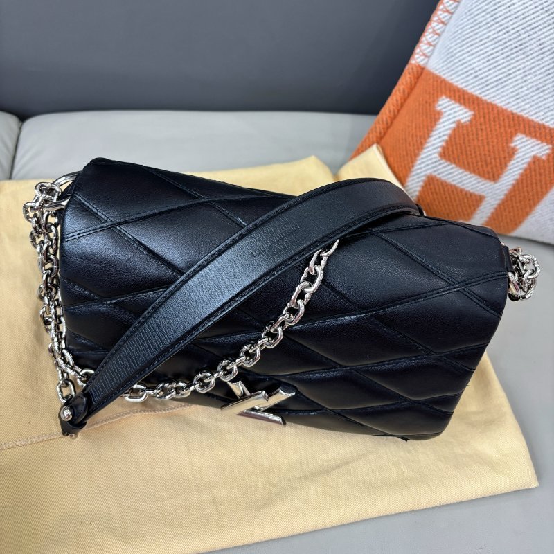 路易威登/Louis Vuitton 菱格紋黑色全皮GO-14鏈條包-4